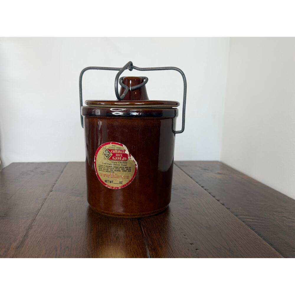 Vintage Brown Stoneware Cheese Crock – Rustic Butter Crock Kitchen Storage